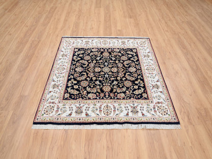 Nain Fine Oriental hand-knotted wool rug in Blue & Ivory, 5' x 5' — SKU O064043 (view 2)