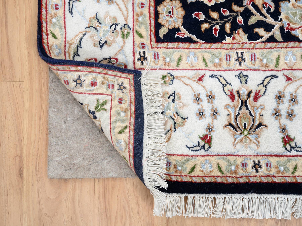 Nain Fine Oriental hand-knotted wool rug in Blue & Ivory, 5' x 5' — SKU O064043 (view 3)