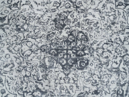 Grey 12'1" x 15'1" Transitional Hand knotted Wool/Silk Rug - Sku: O064054