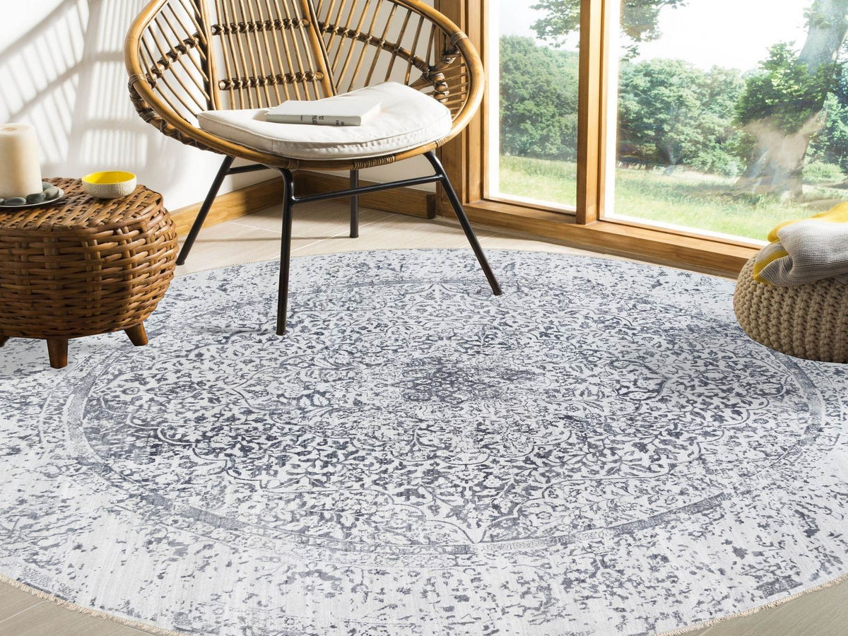 Transitional hand-knotted wool/silk rug in Gray, 11'9" x 11'9" — SKU O064058 (view 2)