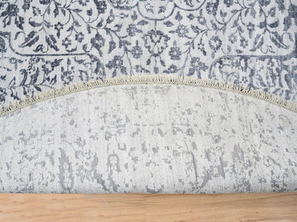 Grey 11'9" x 11'9" Transitional Hand knotted Wool/Silk Rug - Sku: O064058