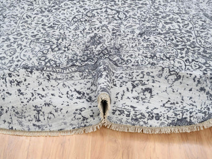 Grey 11'9" x 11'9" Transitional Hand knotted Wool/Silk Rug - Sku: O064058