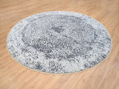 Grey 9'9" x 9'9" Transitional Hand knotted Wool/Silk Rug - Sku: O064059