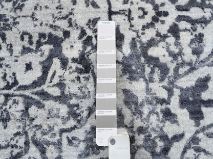 Grey 9'9" x 9'9" Transitional Hand knotted Wool/Silk Rug - Sku: O064059