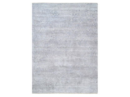 Grey 10'0" x 13'10" Transitional Hand knotted Wool/Silk Rug - Sku: O064085