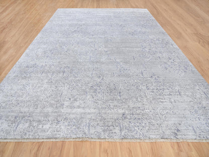 Grey 10'0" x 13'10" Transitional Hand knotted Wool/Silk Rug - Sku: O064085