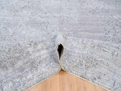 Grey 10'0" x 13'10" Transitional Hand knotted Wool/Silk Rug - Sku: O064085
