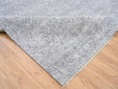 Grey 10'0" x 13'10" Transitional Hand knotted Wool/Silk Rug - Sku: O064085