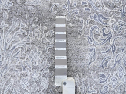 Grey 10'0" x 13'10" Transitional Hand knotted Wool/Silk Rug - Sku: O064085