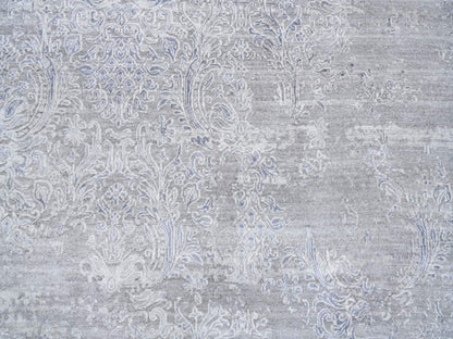 Grey 10'0" x 13'10" Transitional Hand knotted Wool/Silk Rug - Sku: O064085