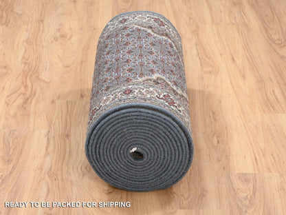 Grey 2'6" x 26'0" Traditional Hand knotted Wool Rug - Sku: O064089