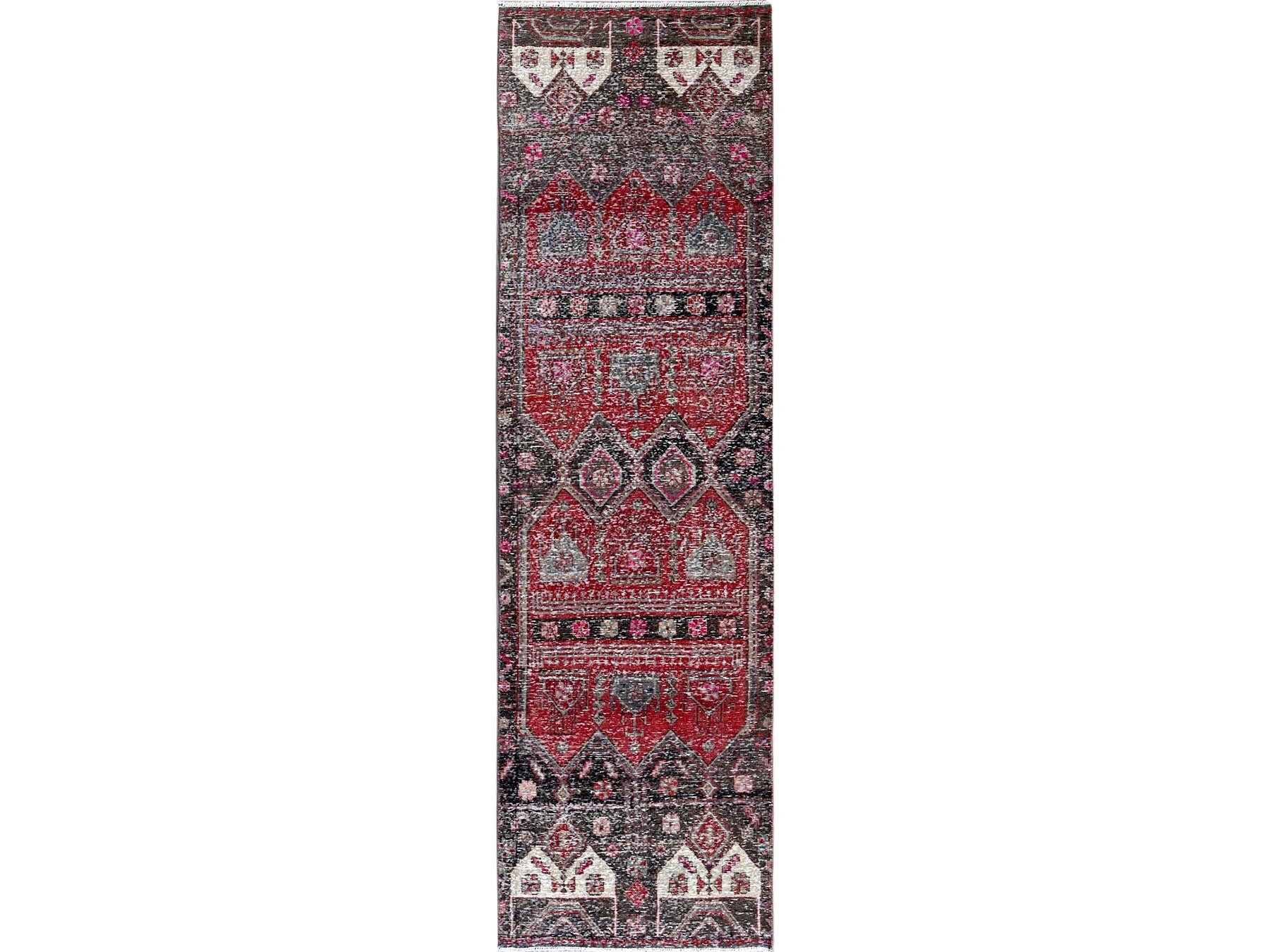 Vintage hand-knotted wool runner in Overdyed, 2'7" x 9'1" — SKU O0640