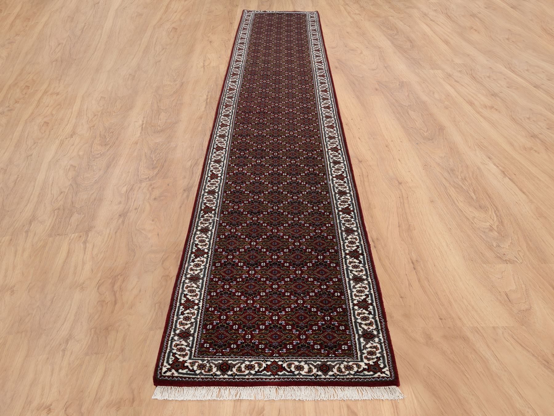 Red 2'1" x 13'10" Traditional Hand knotted Wool Rug - Sku: O064110