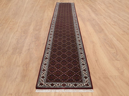 Red 2'1" x 13'10" Traditional Hand knotted Wool Rug - Sku: O064110