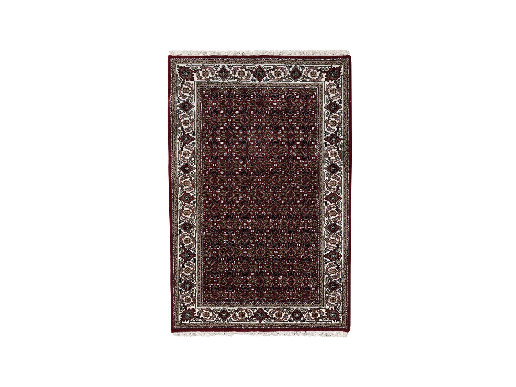 Herati Fine Oriental hand-knotted wool rug in Red & Ivory, 3' x 5'2" — SKU O064120