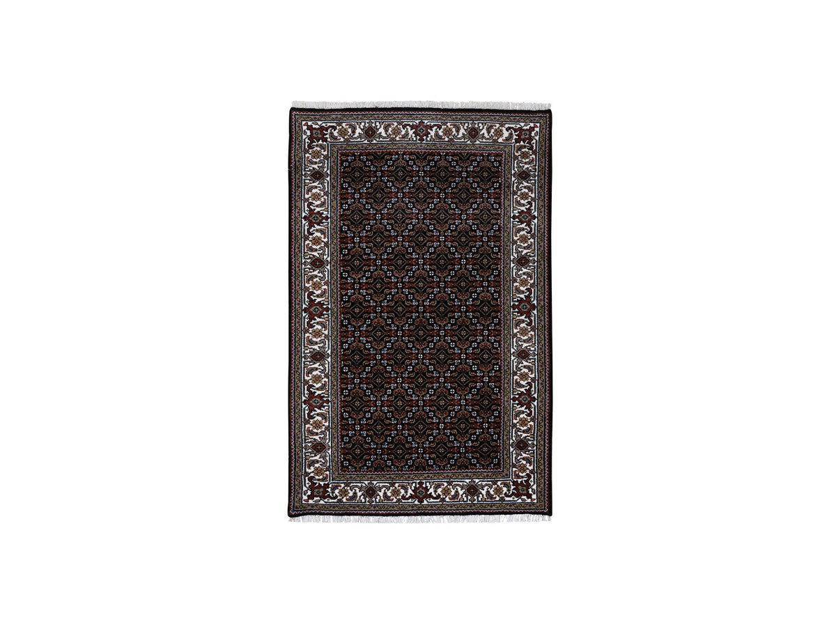 Herati Fine Oriental hand-knotted wool rug in Black & Ivory, 3' x 5'1" — SKU O064121