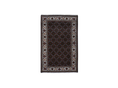 Herati Fine Oriental hand-knotted wool rug in Black & Ivory, 3' x 5'1" — SKU O064121