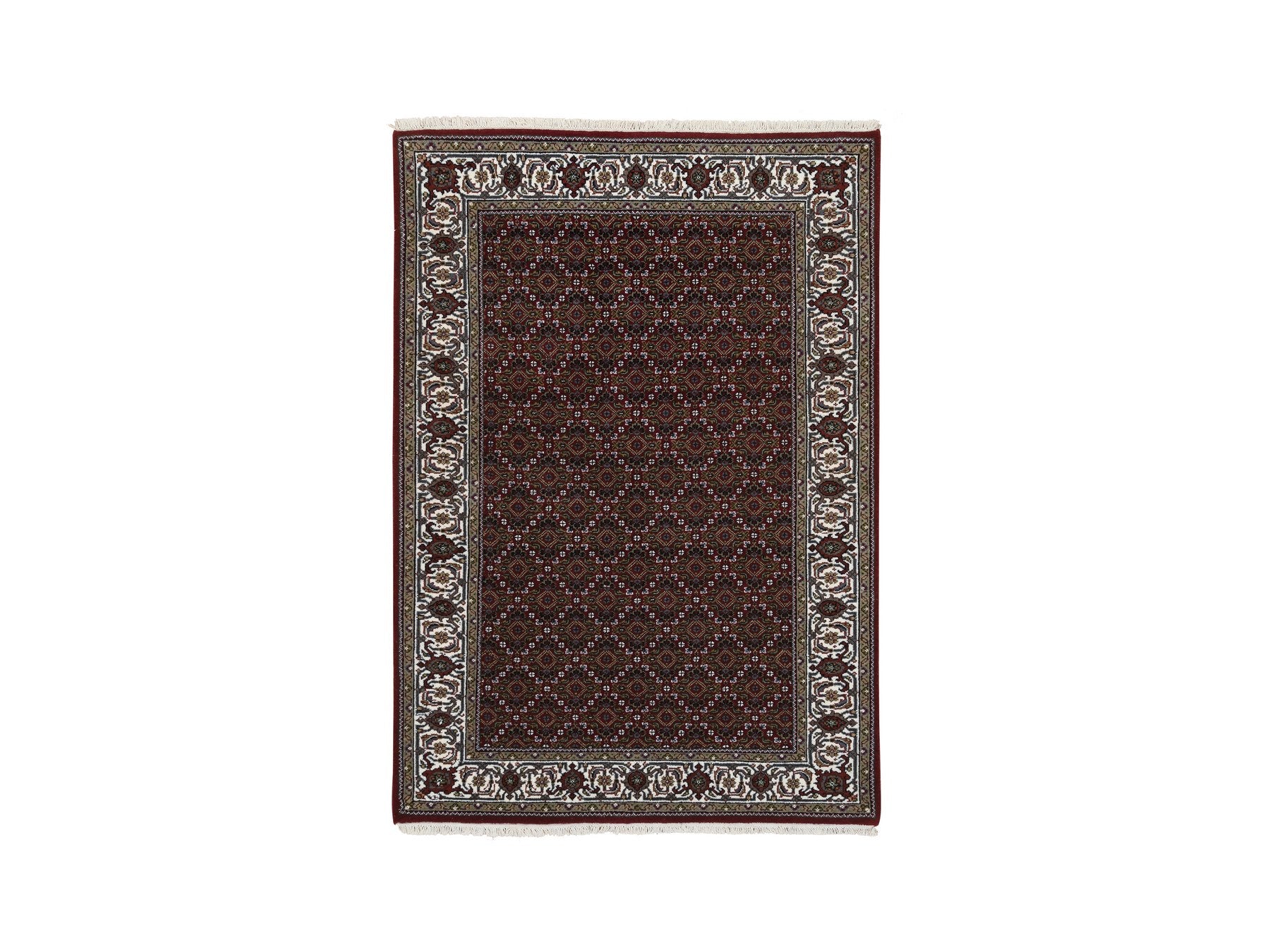 Herati Fine Oriental hand-knotted wool rug in Red & Ivory, 4' x 6' — SKU O064123