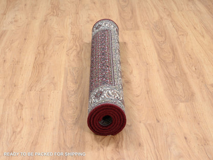 Red 4'0" x 6'0" Traditional Hand knotted Wool Rug - Sku: O064123