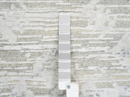 Grey 2'7" x 24'3" Modern / Contemporary Hand knotted Wool Rug - Sku: O064136