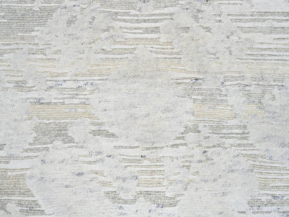Grey 2'7" x 24'3" Modern / Contemporary Hand knotted Wool Rug - Sku: O064136
