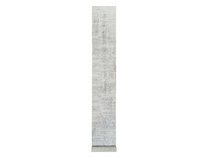 Ivory 2'6" x 20'0" Modern and Contemporary Hand knotted Wool Rug - Sku: O064138