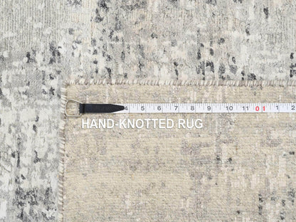 Ivory 2'6" x 20'0" Modern and Contemporary Hand knotted Wool Rug - Sku: O064138