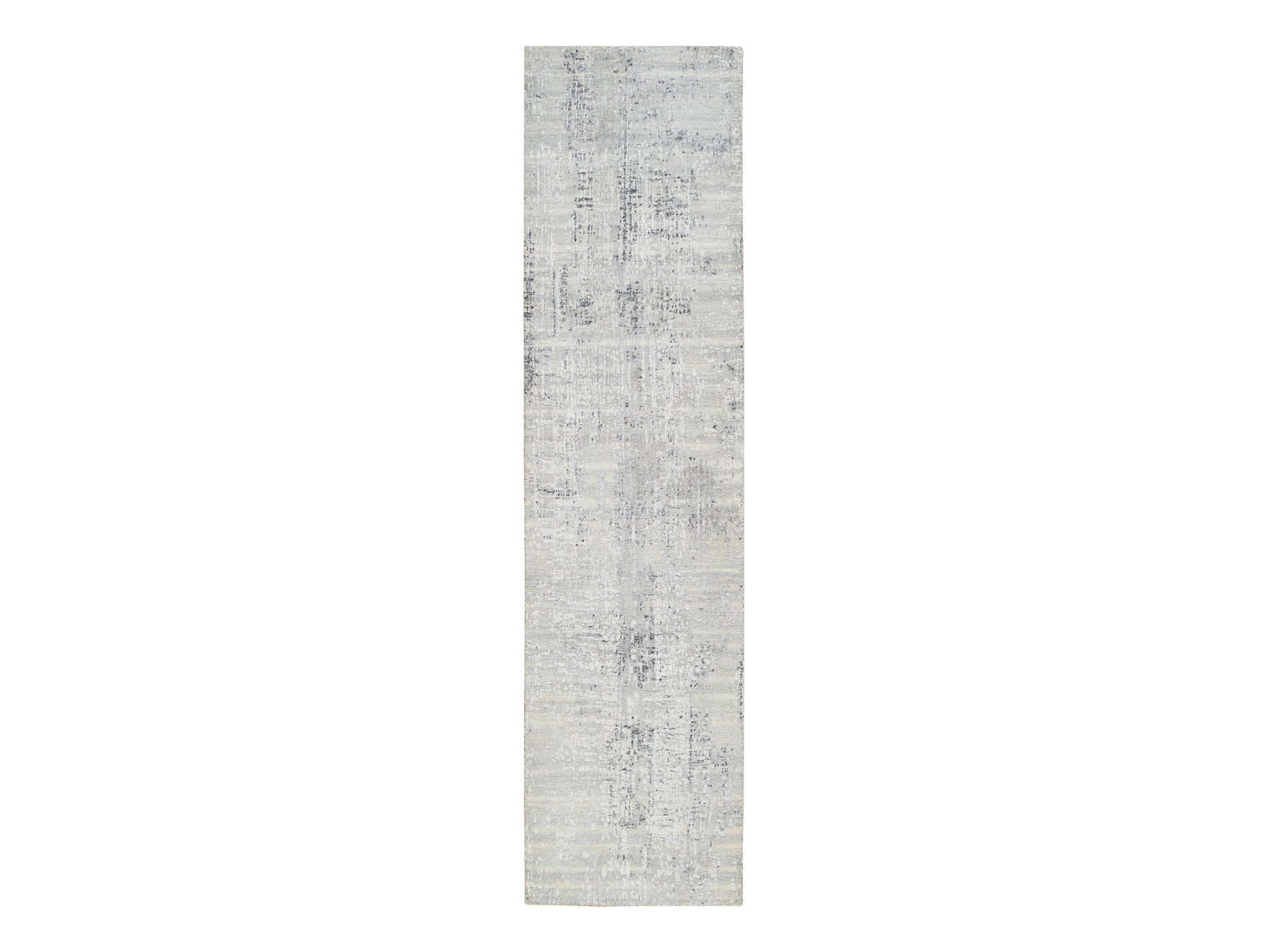 Gray 2'6" x 10'1" Modern / Contemporary Hand knotted Wool Rug - Sku: O064139