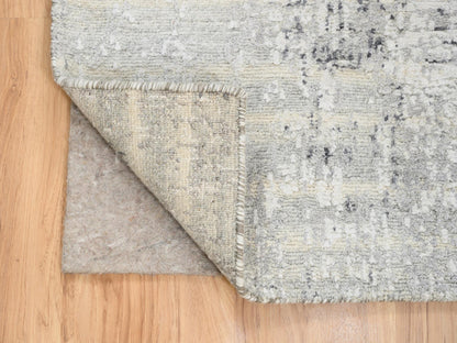 Grey 2'6" x 10'1" Modern / Contemporary Hand knotted Wool Rug - Sku: O064139