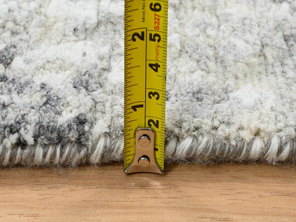 Grey 2'6" x 10'1" Modern / Contemporary Hand knotted Wool Rug - Sku: O064139