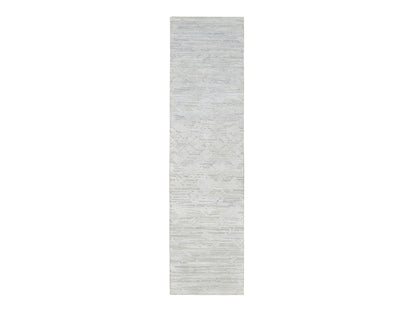 Modern / Contemporary hand-knotted wool runner in Gray, 2'6" x 9'9" — SKU O064140