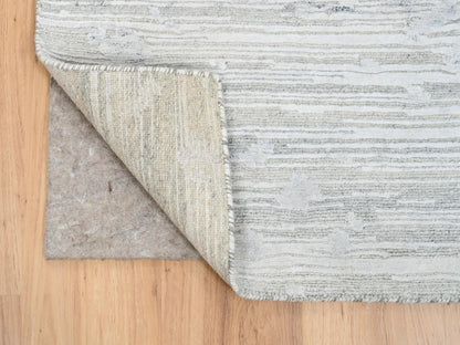 Grey 2'6" x 9'9" Modern / Contemporary Hand knotted Wool Rug - Sku: O064140