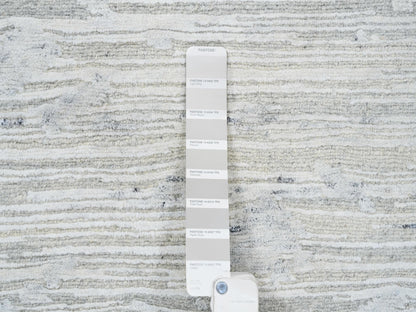 Grey 2'6" x 9'9" Modern / Contemporary Hand knotted Wool Rug - Sku: O064140