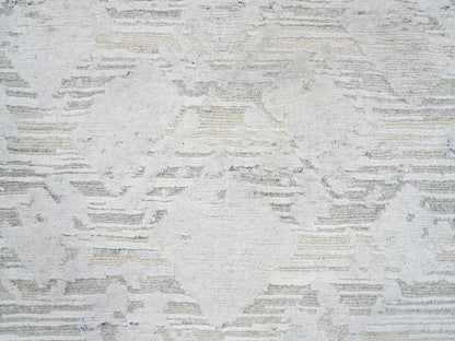 Grey 2'6" x 9'9" Modern / Contemporary Hand knotted Wool Rug - Sku: O064140
