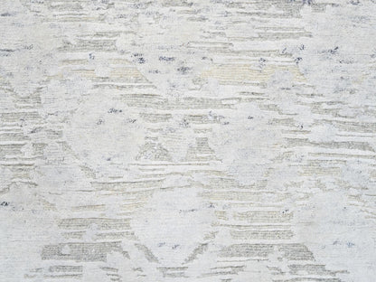 Grey 2'7" x 8'2" Modern / Contemporary Hand knotted Wool Rug - Sku: O064147