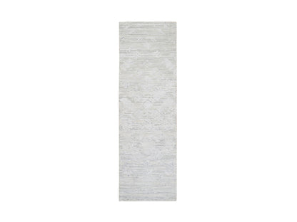 Grey 2'7" x 8'3" Modern / Contemporary Hand knotted Wool Rug - Sku: O064148