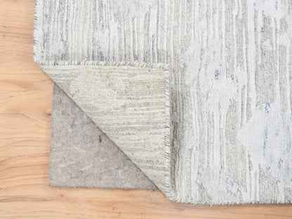 Grey 2'7" x 8'3" Modern / Contemporary Hand knotted Wool Rug - Sku: O064148