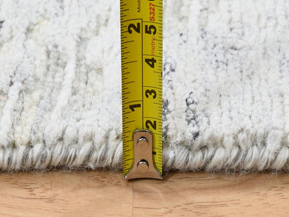 Grey 2'7" x 8'3" Modern / Contemporary Hand knotted Wool Rug - Sku: O064148