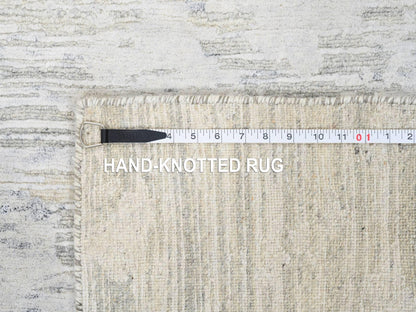 Grey 2'7" x 8'3" Modern / Contemporary Hand knotted Wool Rug - Sku: O064148