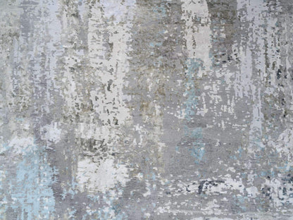 Modern / Contemporary hand-knotted wool/silk rug in Gray, 9' x 11'10" — SKU O064183 (view 8)