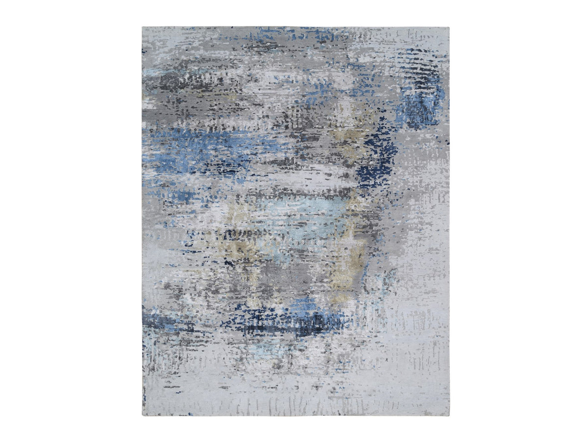 Modern / Contemporary hand-knotted wool/silk rug in Gray, 7'10" x 10' — SKU O064184