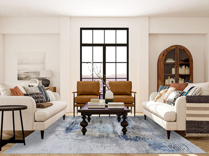 Modern / Contemporary hand-knotted wool/silk rug in Gray, 7'10" x 10' — SKU O064184 (view 2)