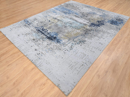Modern / Contemporary hand-knotted wool/silk rug in Gray, 7'10" x 10' — SKU O064184 (view 4)