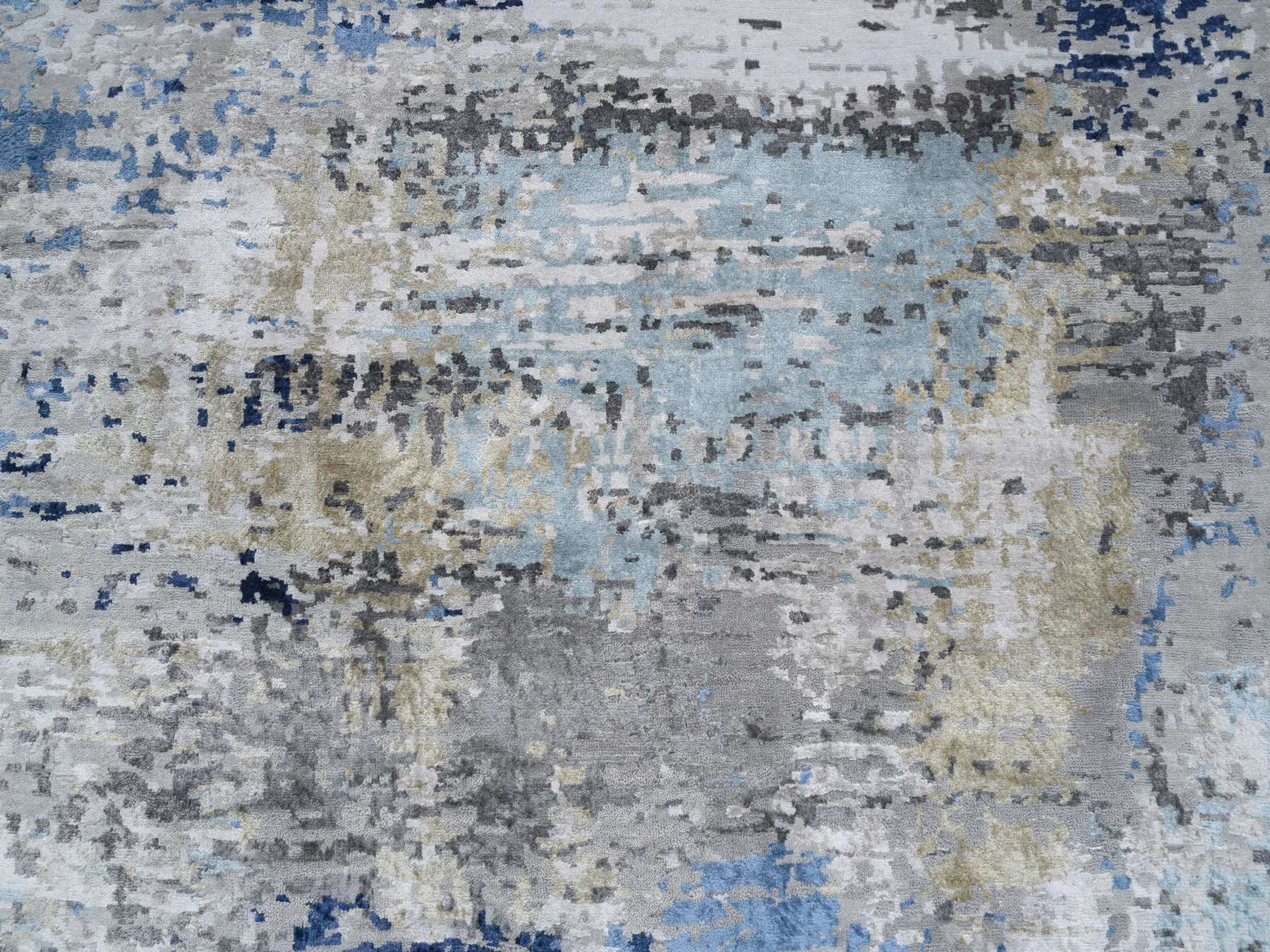 Modern / Contemporary hand-knotted wool/silk rug in Gray, 7'10" x 10' — SKU O064184 (view 9)
