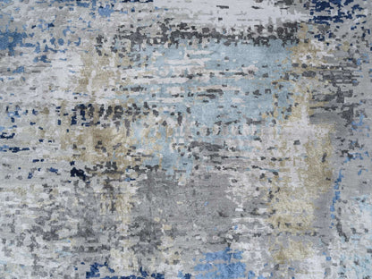 Modern / Contemporary hand-knotted wool/silk rug in Gray, 7'10" x 10' — SKU O064184 (view 9)