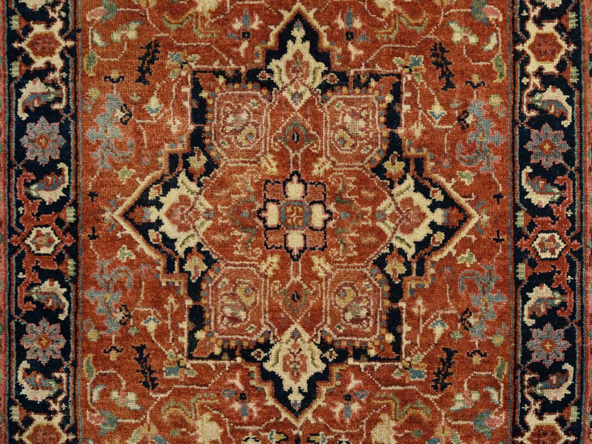 Heriz Heriz hand-knotted wool runner in Red & Navy Blue, 2'7" x 16'3" — SKU O064198 (view 5)