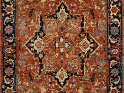 Heriz Heriz hand-knotted wool runner in Red & Navy Blue, 2'7" x 16'3" — SKU O064198 (view 5)