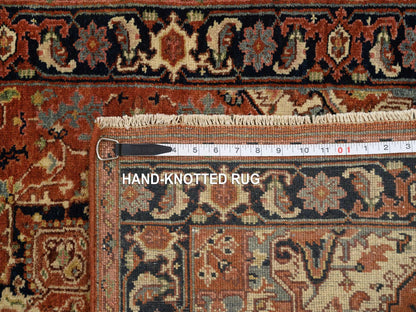 Heriz Heriz hand-knotted wool runner in Red & Navy Blue, 2'7" x 16'3" — SKU O064198 (view 8)