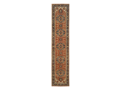 Red 2'6" x 12'2" Traditional Hand knotted Wool Rug - Sku: O064205