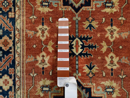 Heriz Heriz hand-knotted wool runner in Red & Navy Blue, 2'6" x 12'2" — SKU O064205 (view 4)